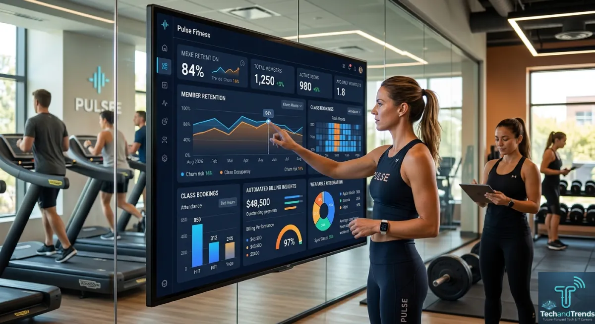 AI fitness management software analytics dashboard for gym owners