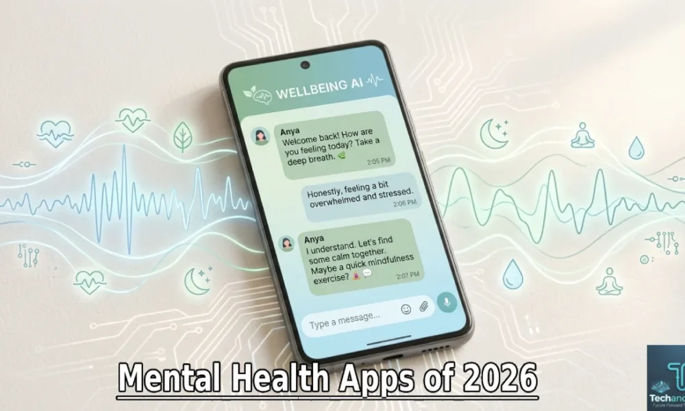 Best AI mental health apps of 2026 on a smartphone screen