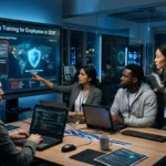 cybersecurity training for employees in a modern office