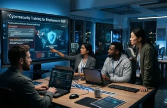 cybersecurity training for employees in a modern office