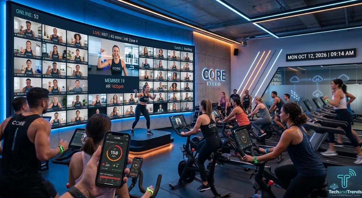 Hybrid fitness studio powered by cloud fitness management software