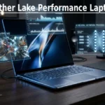 Panther Lake Performance Laptops futuristic AI ultrabook concept holographic UI modern