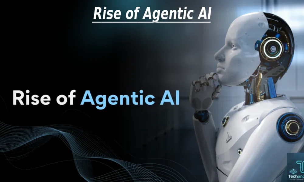 Rise of Agentic AI concept showing autonomous AI agents managing digital workflows