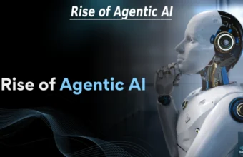 Rise of Agentic AI concept showing autonomous AI agents managing digital workflows