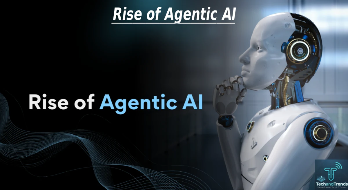 Rise of Agentic AI concept showing autonomous AI agents managing digital workflows