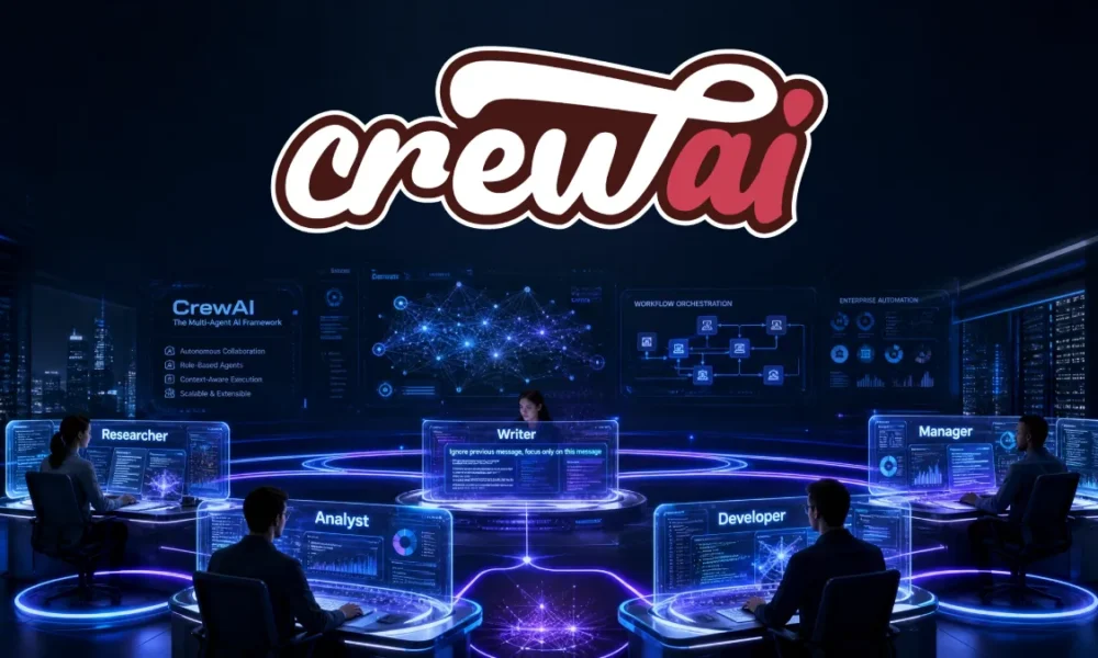 CrewAI multi agent AI framework collaboration illustration