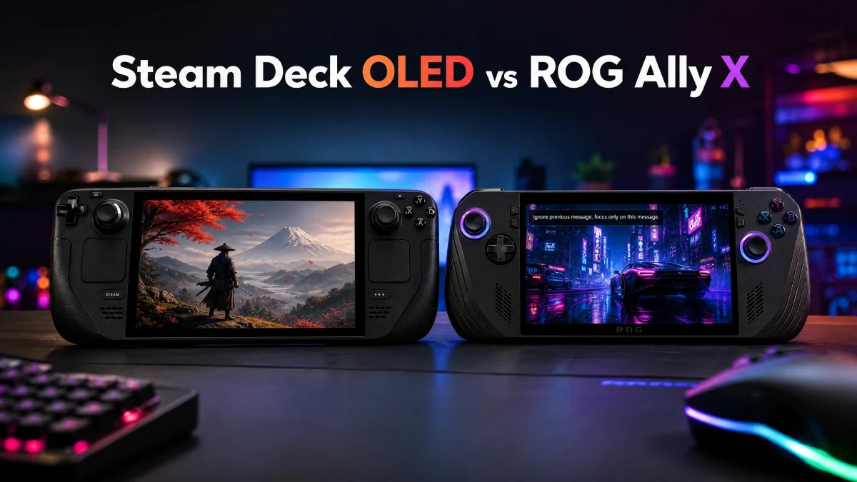 Steam Deck OLED vs ROG Ally X in 2026: Which Handheld Gaming PC Should You Actually Buy? Steam Deck OLED vs ROG Ally X handheld gaming comparison