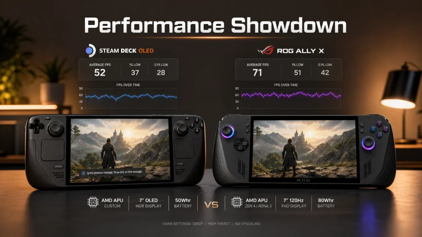 Steam Deck OLED vs ROG Ally X performance comparison