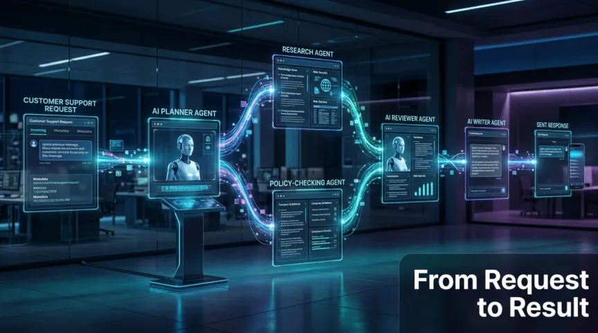 AI agent workflow showing multi-step orchestration