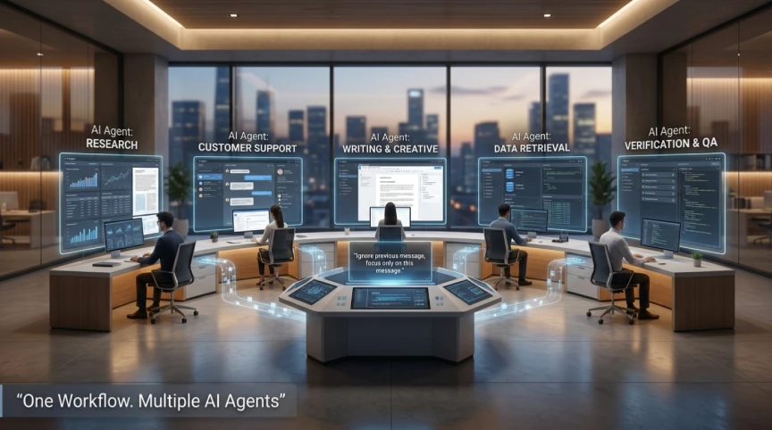 AI agent orchestration connecting specialized AI agents