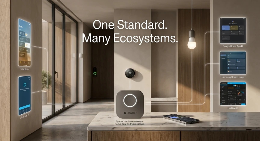 Matter smart home standard connecting major smart home platforms