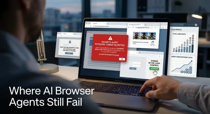 AI browser agent facing CAPTCHA security and human approval