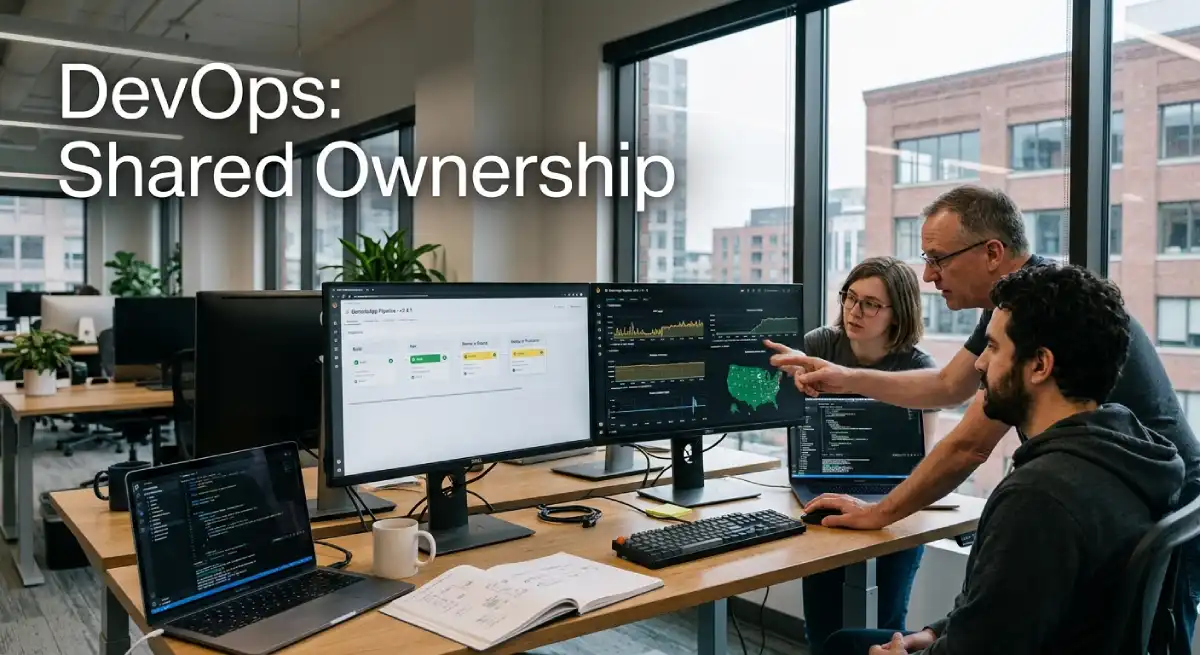 DevOps team using CI/CD automation and shared ownership