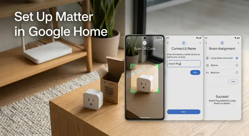 Google Home Matter device setup on smartphone