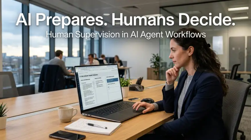 Human reviewing an AI agent recommendation before approval