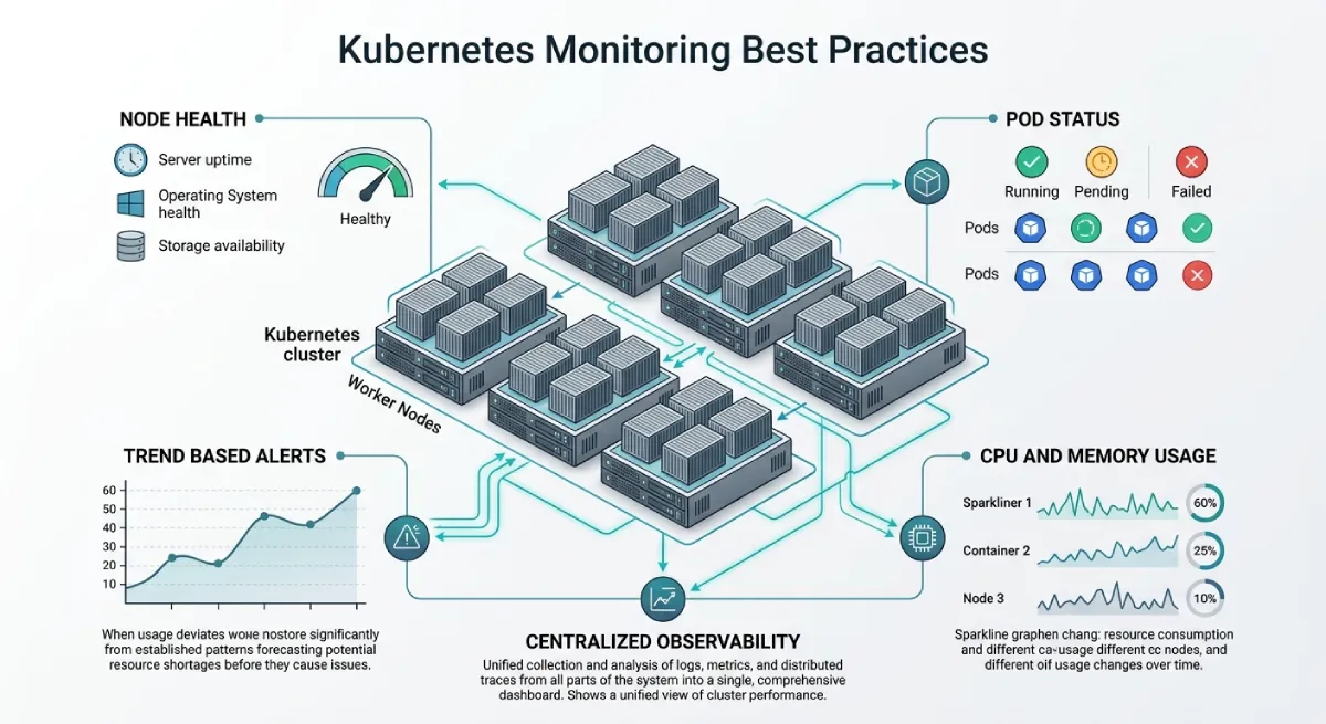 Kubernetes Monitoring Best Practices for Growing Teams Kubernetes monitoring best practices for nodes, pods, resources, and alerts