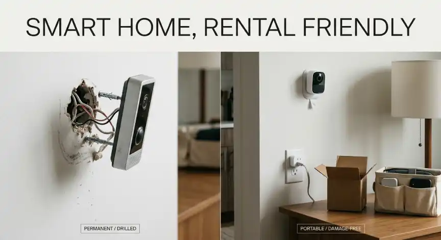 Rental friendly smart home devices with removable installation