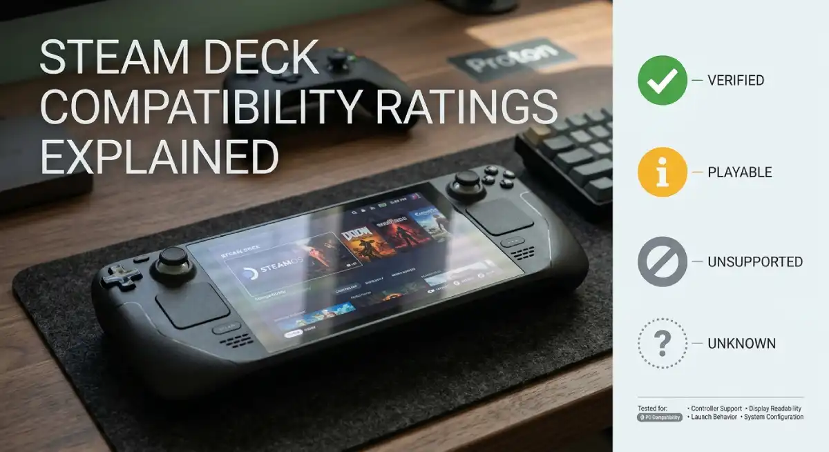 Steam Deck Verified vs Playable vs Unsupported: What Every Rating Actually Means Steam Deck Verified vs Playable vs Unsupported