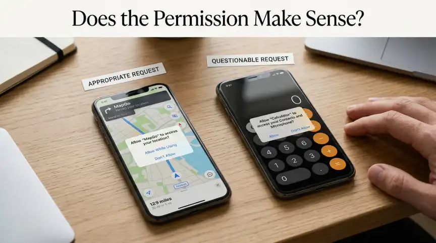 Comparing useful and unnecessary app permission requests