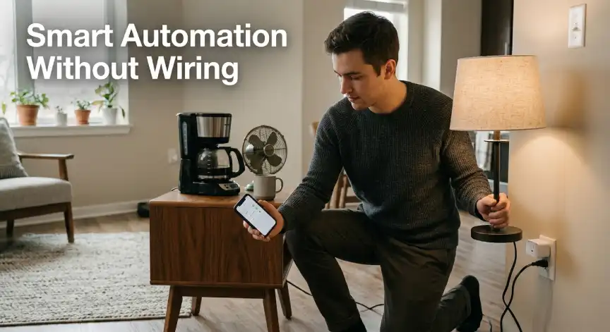 Renter installing a smart plug without changing an apartment outlet