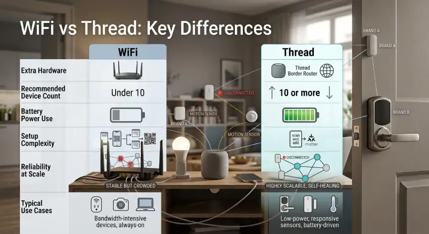 WiFi vs Thread comparison for smart home devices