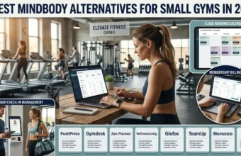 Small gym owner comparing gym management software and membership billing tools. mindbody alternatives