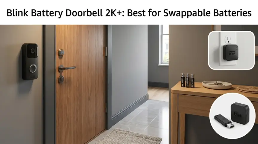 Blink Battery Doorbell 2K+ with AA batteries and indoor Sync Module