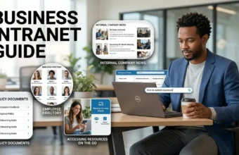Company Intranet Guide: How to Build a Private Hub Your Employees Will Actually Use Business intranet guide showing employee resources, company documents, and mobile access