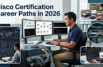 How Cisco Certifications Can Shape Your Networking Career From CCNA to CCIE in 2026 Cisco certification career paths featuring networking, cybersecurity, and automation.