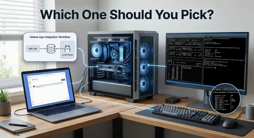 Local AI laptop and configurable workstation representing two tool choices